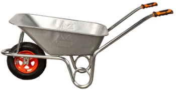 Galvanized Wheelbarrow with Pneumatic Wheel and Metal Rim Evotools Plus