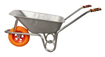 Galvanized Wheelbarrow with Polyurethane Wheel and Metal Rim Evotools Plus