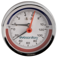 Аксиален Термоманометър с Обратен Клапан EvoSanitary®
